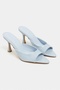 Fenrir Baby Blue Rustic Patterned Pointed Toe Women's Thin Heeled Slippers - 4