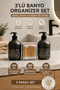 3-Piece Kitchen Bathroom Countertop Cleaning Set - 2-Piece Glass Liquid Soap Dispenser - 190 Pieces Natural Wooden Bamboo Ear Swabs Anthracite