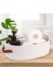 White Woven Country-Style Toilet Paper Basket (33x15x10cm), Countertop Storage Organizer Box for Bathroom Desktop - 4