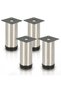 4-piece furniture leg set, table legs, furniture, made of stainless steel, height: 100 mm, diameter: 40 mm, height adjustment range: ±15 mm.