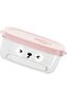 Food storage container with lid, keeps food fresh, microwave safe, pink patterned freezer box.