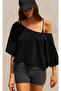 Women's One-Shoulder Oversize Casual Blouse - 4