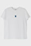 Blue hand stitched patterned embroidery t-shirt