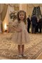 Girl's V-Neck Front Tulle Detailed Sequined and Beaded Embroidered Puffy Tutu Evening Dress - 2