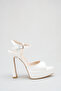 White Bridal Shoes Platform Heels Ankle Strap High Heel Wedding Shoes - 2