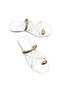 Gold Women's Slippers Short Flat Heel White Straps Gold Accessory Detail Casual Flip Flops - 6