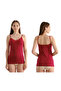 Women's Lace 3-Piece (Rose-Burgundy-Navy Blue) Cotton Soft Textured Lycra Body-Hugging 3-Piece Undershirt - 6