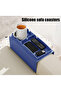 Sofa armrest tray, silicone storage tray, sofa cup holder, for living room/bedroom, can hold snacks, remote control, drinks, - blue - 4