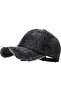Classic washed retro baseball cap, made from a soft cotton and denim blend, unisex - Black