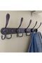 Wall-mounted coat rack, 5 triple hooks, heavy-duty, stainless steel metal coat hook bar, for coats, hats, towels, handbags, bathrobes, 2-pack) - 3