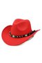 Unisex fashionable, stud-decorated, rolled brim, wide-brimmed felt western cowboy hat/ladies' cowboy hat/jazz hat - 4
