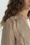 Flounced Tie-Back Blouse - Beige - 3