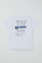 Boy's Shorts Set with Retro Music Back Print, Ages 3-8, White - 4