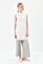 Chiffon Front Sleeveless Combed Cotton Undergarment - Ecru - 4