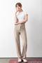 Women's Beige Buttoned Modal Lycra High Waist Elastic Trendy Trousers