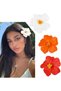 Three-piece set of frangipani, Hawaiian flower hair clips, hibiscus women's hair clips, artificial flower hair clips for holiday beach parties.
