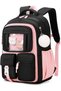 Girls' schoolbag, breathable schoolbag suitable for elementary school children in grades 1-5, casual schoolbag, black and pink.