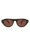 Oval Cat-Eye Sunglasses Fashion Small Round Retro Glasses for Women UV Protection Travel Driving Everyday Black Frame Brown Lenses - 2