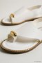 Flip Flop Sandals with Gold Buckle Detail 100 White - 3