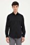Men's Slim Fit Long Sleeve Black Shirt - 2