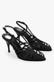 Women's Aliva Black Satin Heeled Shoes