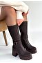Moki Brown Nubuck Heeled Boots - 2