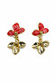 Yellow and Red Flower Motif Dangle Bijoux Earrings