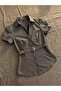 Gray Striped Belted Shirt Blouse - 2