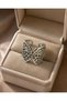 Silver Color Openwork Butterfly Figured Adjustable Women's Ring - 2