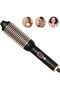 3-in-1 hair straightener/curling iron with LCD display, temperature setting, ceramic ion technology, and anti-scalding feature.