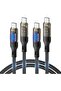 240W USB C to USB C Cable[4ft 2-Pack],Fast Charging USB C Cable with LED Display for MacBook Pro,lPhone15/15Pro/15ProMax,Galaxy S23+/S23Ultra/S22Ultra,etc,Transparent Shell,(Black)