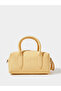Mustard Textured Dual Handle Handbag - 2