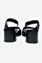 Women's Thick Heel Thick Strap Sandals Real Leather Zy 4115 Suede Black - 5