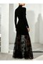 Black Lace Hem A-Line Maxi Dress - 3