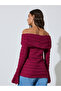Burgundy Ruffled Long Sleeve Crisscross Blouse - 4
