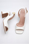 Women's White Design Asymmetrical Strappy Blunt Toe Thick Heeled Shoes - 5