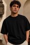 Black Men's Oversize Back-Printed Premium Cotton T-Shirt – Modern Calligraphy Patterned Casual Streetwear T-Shirt - 4