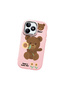 Realme C51 Compatible Case Camera Protector Pink Silicone Couple Phone Case with Bear Pattern - 3