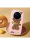 Vivo X200 Pro Compatible Case Camera Protective Pink Silicone Couple Phone Case Bear Patterned - 2