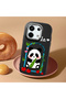 Poco X6 5g Compatible Case Camera Protector Black Silicone Couple Phone Case Panda Patterned - 2