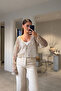 Pul Embroidered Hooded Zippered Cardigan - Beige