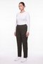 Women's Black-Green Winter High-Waisted Trousers with Stone Detail on the Cuffs and Waist - 2