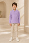 Children's Unisex Lilac 2-Piece Polo Collar T-Shirt Set Short Sleeve + Long Sleeve 100% Cotton Lakos Fabric - 5