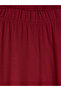 Burgundy Plus Size Women's Capri Pants with Elastic Waist - 2