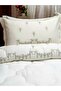 Sırma Gold Glitter Embroidered Cream Color Double Winter Sleeping Set - 4