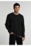 Regular Fit Round Neck Jacquard Men's Black T-Shirt