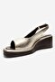 Orlena Gold Genuine Leather Wedge Heeled Sandals - 6