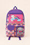 Girl's 2-Piece School Bag Set Orthopedic Multi-Compartment Primary School Backpack and Pencil Case Purple L5241 - 2