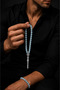 8mm Aquamarine Natural Stone Prayer Beads and Bracelet Set Medium Size Men's Premium Design - 3