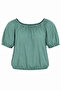 Girl's Boat Neck Elastic Short Sleeve Cotton Blouse - 2